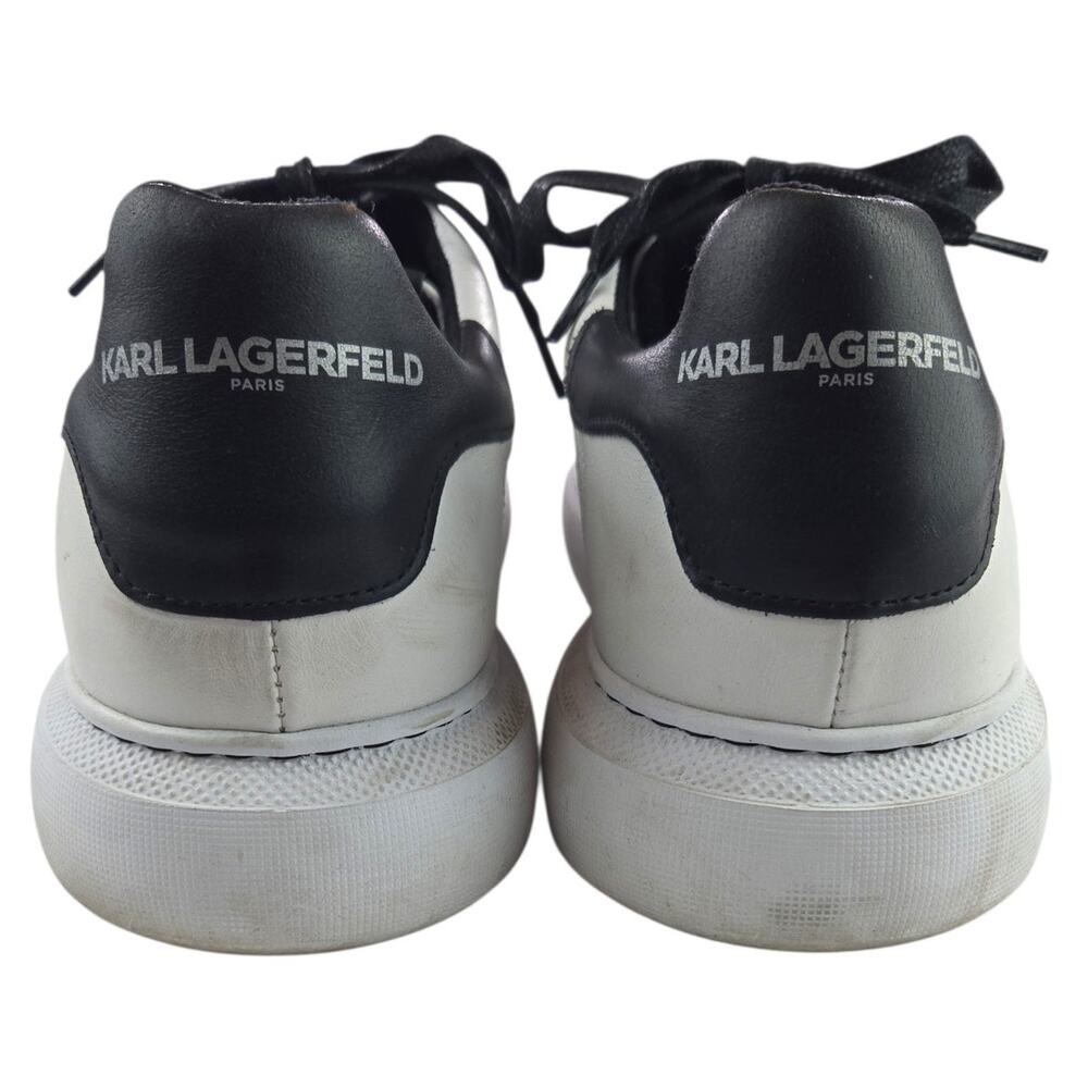 Karl Lagerfeld | Black & White Leather Perforated Sneakers | Size 11 - Picture 3 of 5